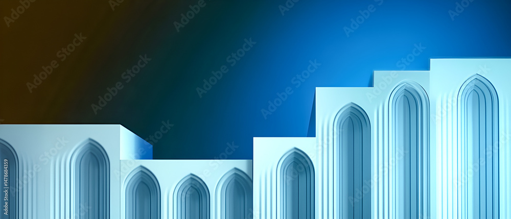 Aufkleber abstract architectural design with arched structures gradient background and geometric staircase eff