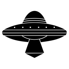Black spaceship icon silhouette vector illustration clean and minimal transparent PNG
