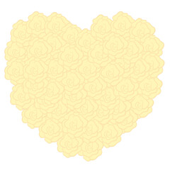 Soft Yellow Floral Heart Shape with Rose Pattern - Romantic Decorative Element