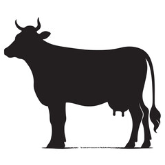 Cow graphic icon. Cow black silhouette isolated on white background. Vector illustration. animal silhouette vector.