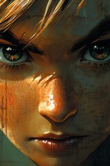 Fototapeta premium Close-up portrait of a young person