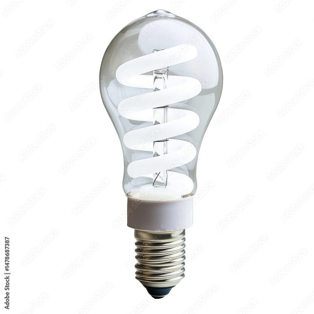 Poster energy efficient light bulb with spiral design, ideal for home lighting. this bulb combines modern a