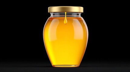 Golden Honey Jar with Dripping Sweetness, and Studio Shot.