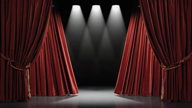 Stage with red velvet curtains