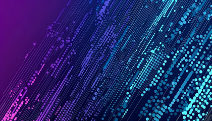 Obraz premium Abstract digital data flow illustration featuring flowing lines and dots with a gradient color scheme on a dark background