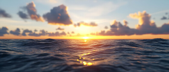 Golden Sunset Over Calm Ocean