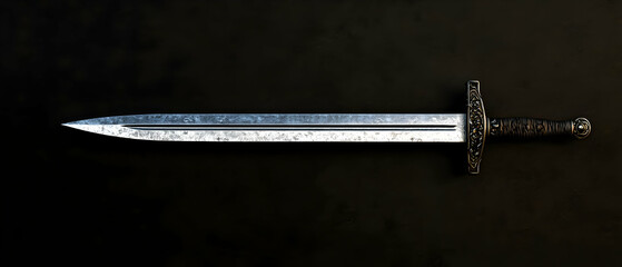 Detailed Medieval Sword On Dark Background