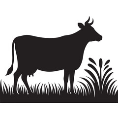 Cow graphic icon. Cow black silhouette isolated on white background. Vector illustration. animal silhouette vector.