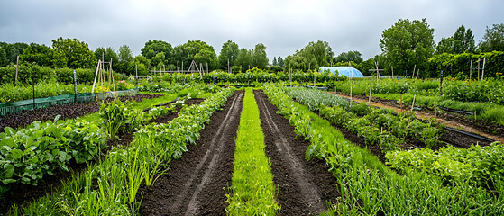 Well-Maintained Vegetable Garden Rows