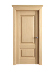 Classic Light Brown Wooden Door with Raised Panels, PNG