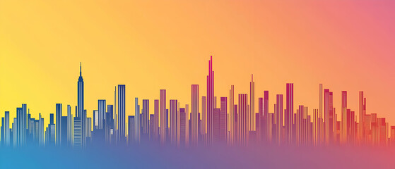 Colorful Gradient City Skyline Silhouette