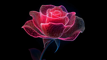 Digital Rose Art On Black Background