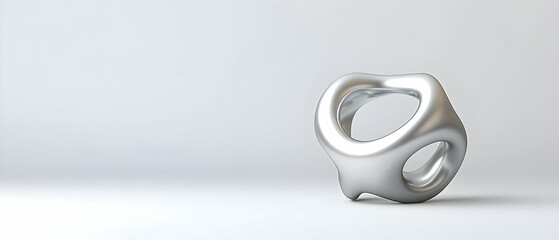 Silver Abstract Geometric Shape Against White Background