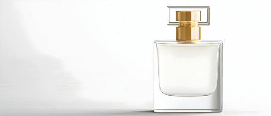 Empty White Perfume Bottle With Gold Cap