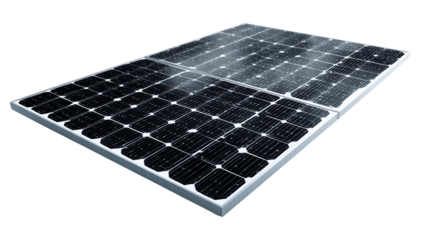 Clean Solar Panel with Water Droplets on Half Surface, PNG