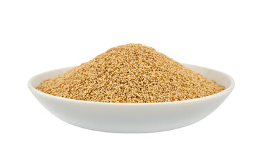 closeup pile of amaranth seed grain whole in white bowl cutout
