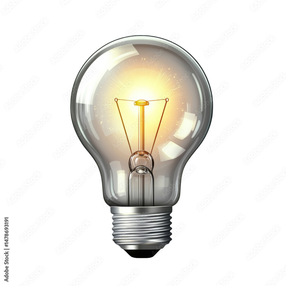 Poster glowing light bulb with bright filament, symbolizing innovation and ideas. this captures essence of 