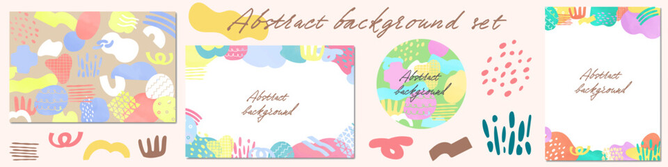 抽象的な形の飾り枠のフレームと背景のセット