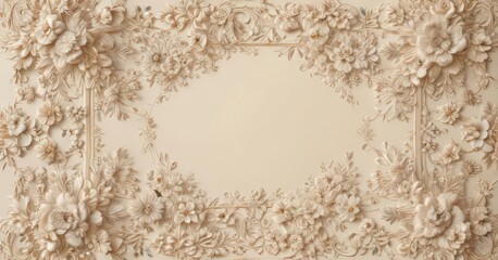 Cream backdrop, intricate floral pattern, elegant design , floral, pattern