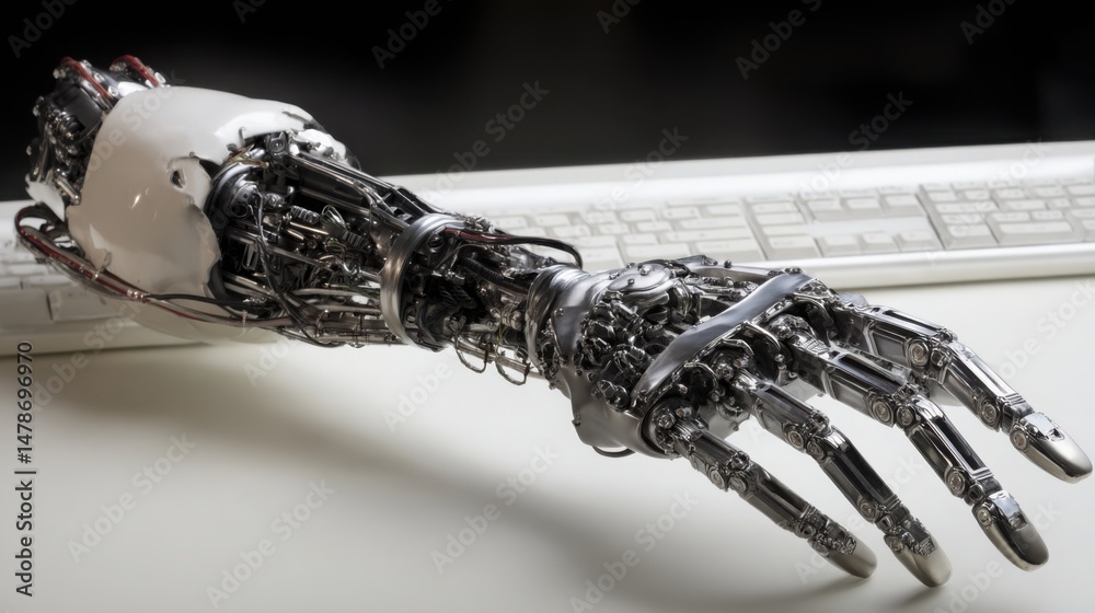 Poster advanced robot hand representing machine confirmation in automated trust validation processes for dy