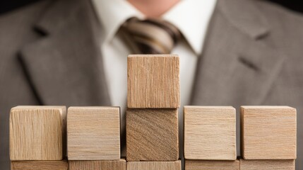 Person holding a wooden block signifying blockchain-authenticated investor id concept for verified investment strategies