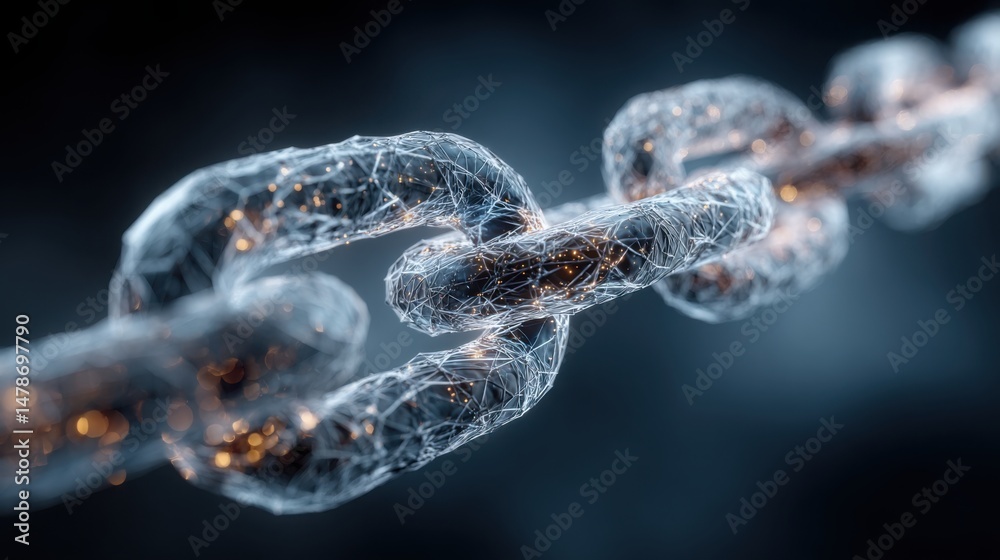 Poster intricate dna chain symbolizing blockchain technology and the concept of a trust layer for secure au