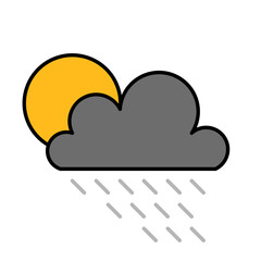 cloud rain with sun icon vector symbol of weather illustration