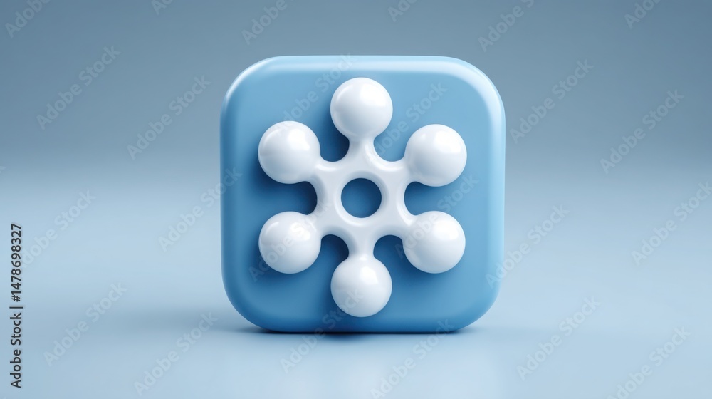 Poster blue and white cube with cross design symbolizing blockchain enhanced shareholder logic and transpar