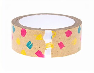 Washi Tape with Torn End on Isolated White Background