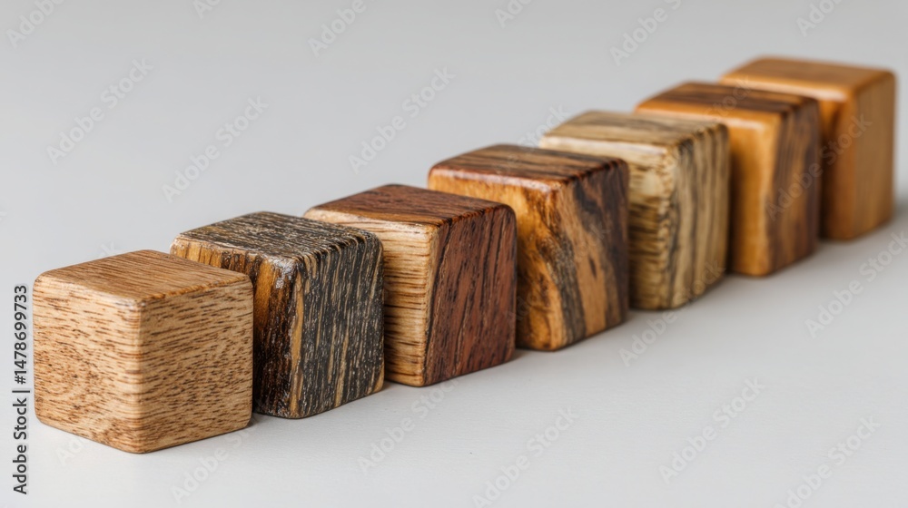 Poster unique photo of a simple wooden block representing blockchain-sequenced dividend icon concept with t