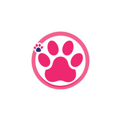 pet paw logo design vector 