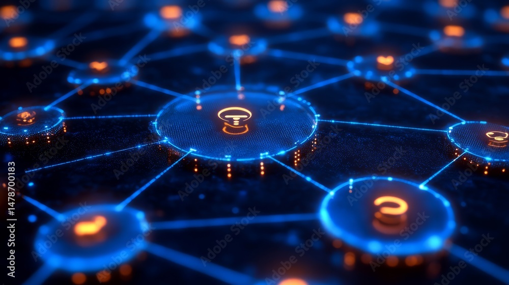 Wall mural network connectivity: a close-up captures a digital network, the interconnection of technology and i