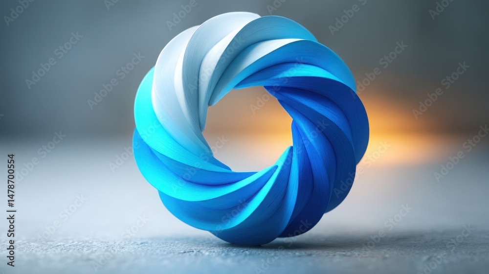 Poster blue and white circular shape representing business echo flow and concept of reverberating action in