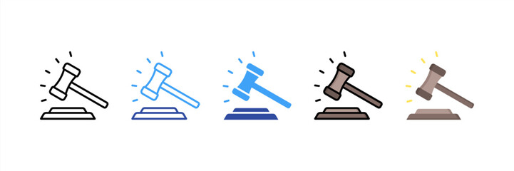 Gavel Multi Style Icon Set