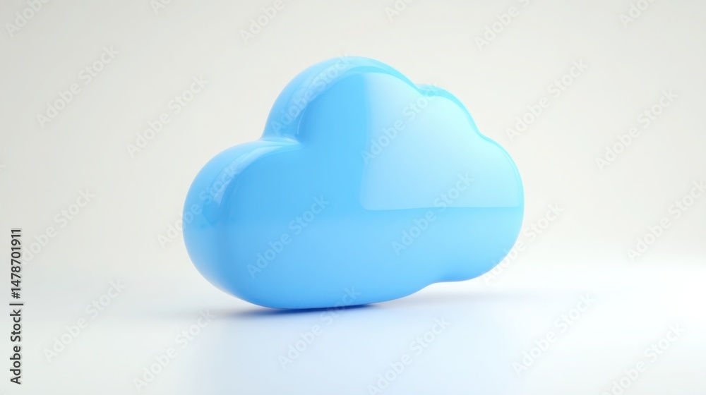 Poster conceptual representation of a blue cloud symbolizing cloud-based reporting engine for live summary 