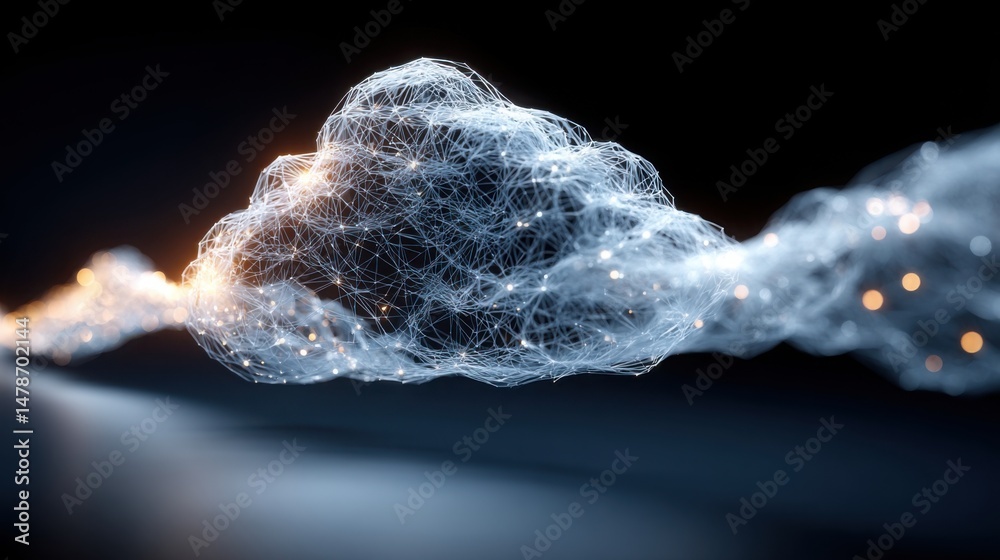 Poster cloud structure featuring a network of dots symbolizing connectivity and technological integration i