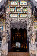 Front of old church in Wat Chedi Luang temple, Chiang Mai, Thailand