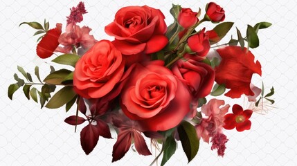 Bouquet of Red Roses on the white background

