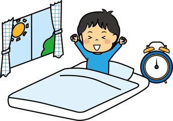 気持ちよく起きた小学生男児