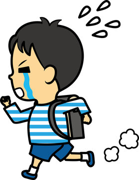 遅刻しそうで走る小学生男児