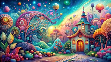 Surreal Hand-Drawn Doodle Texture Background for Invitations - Whimsical Design