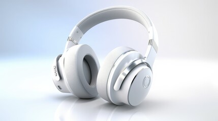 A beautiful and the white color headphones on the white background 