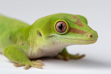 Fototapeta premium Close up Green gecko on a white background