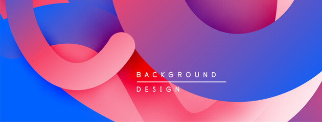Abstract fluid shapes blend vibrant pinks, blues, purples. Modern design creates dynamic visual experience. Background text reads background design.