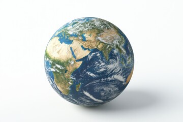 Fototapeta premium Earth Globe Isolated on White Background Showing Africa Europe and Asia in Detail Studio Shot