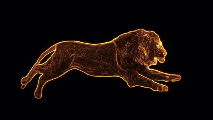 futuristic running lion with glowing laser neon highlight
with transparent background suitable for editing - Powered by Adobe