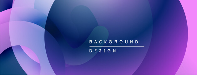 Abstract gradients blend, creating fluid shapes. Purple, blue hues dominate design. Text reads background design. Minimalist aesthetic.