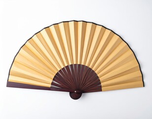 Antique wooden fan on white background, a vintage cooling solution for summer