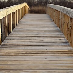 Obraz premium Wooden plank bridge walkway