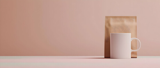 Empty White Mug On Pastel Pink Background
